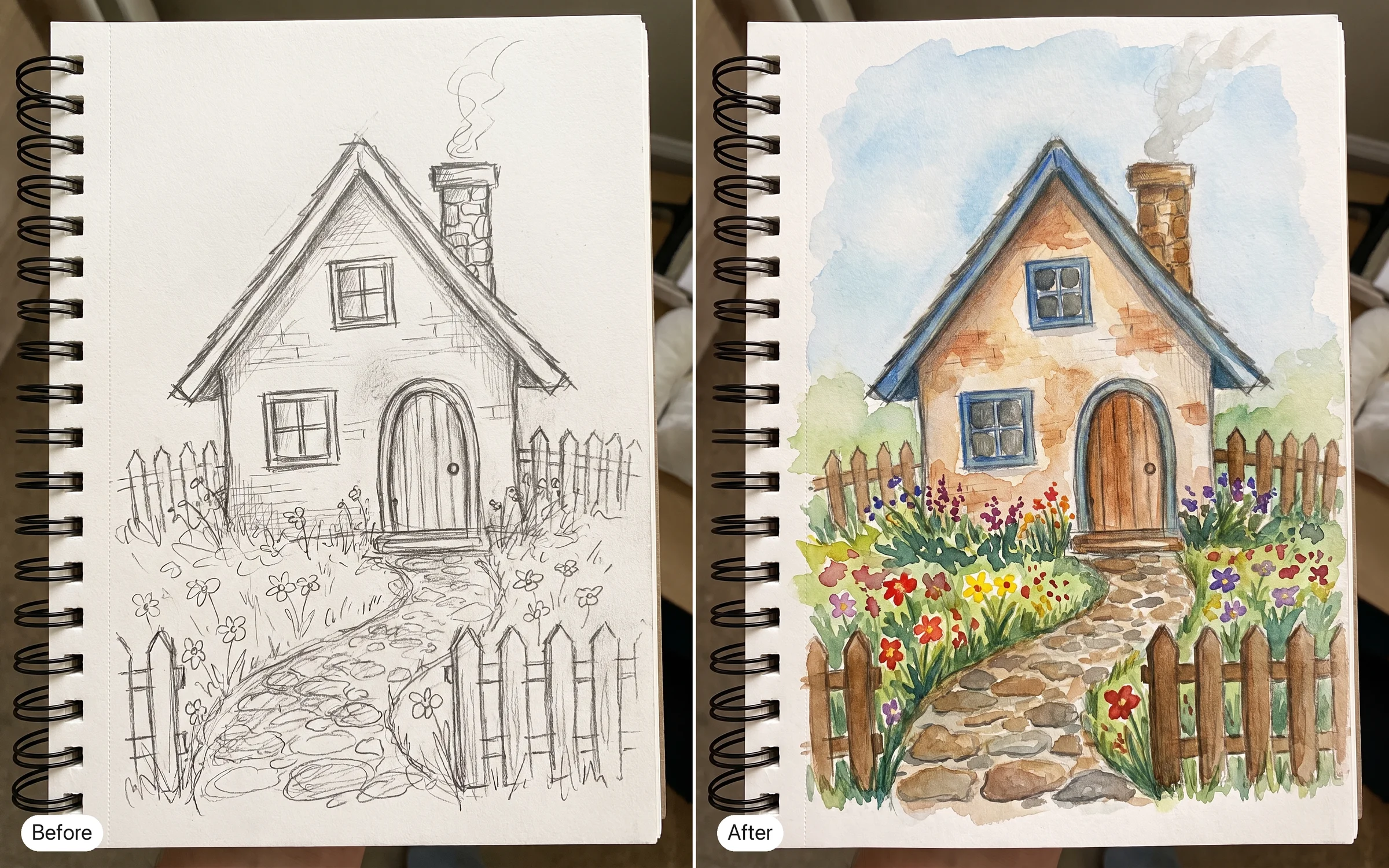 Sketch to watercolor