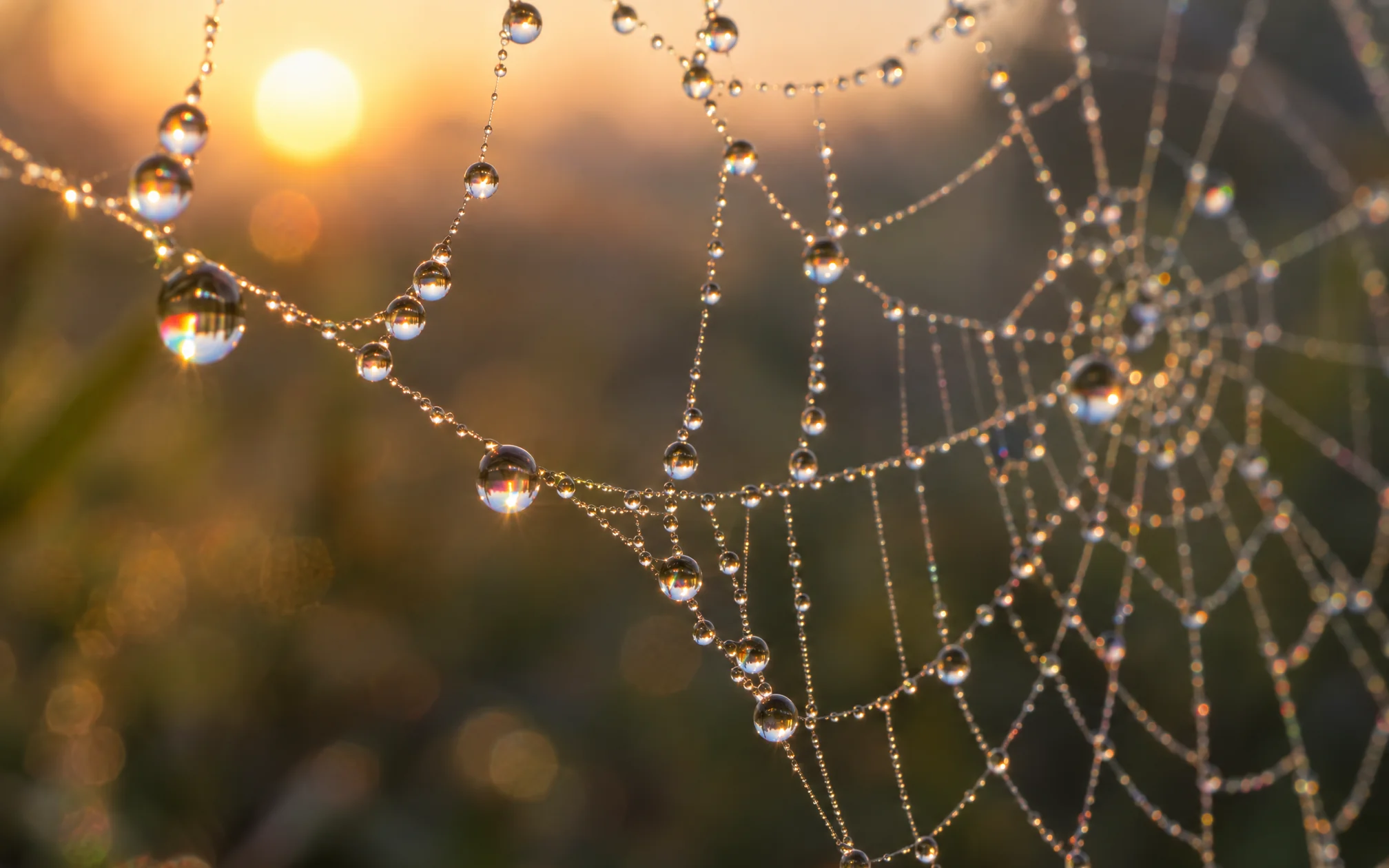 spider web with morning dew