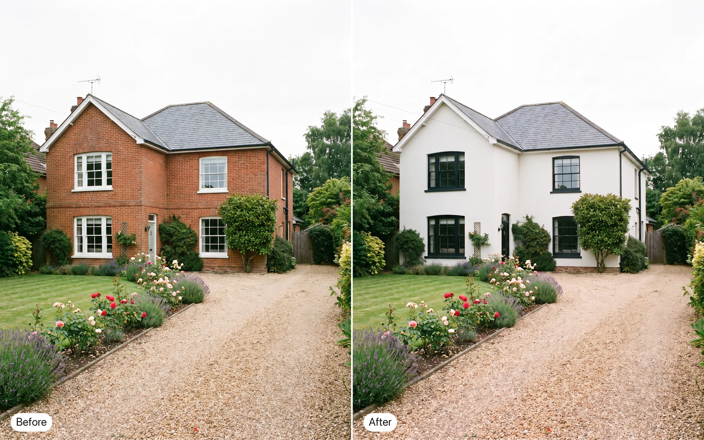 Brick to white render
