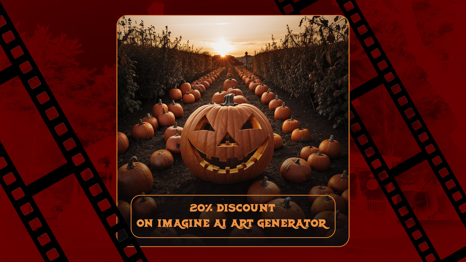 A promotional banner highlighting the 20% discount on Imagine AI Art Generator