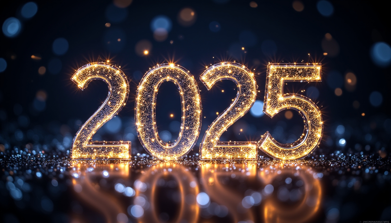 2025-sparkling golden new year sign glittering background