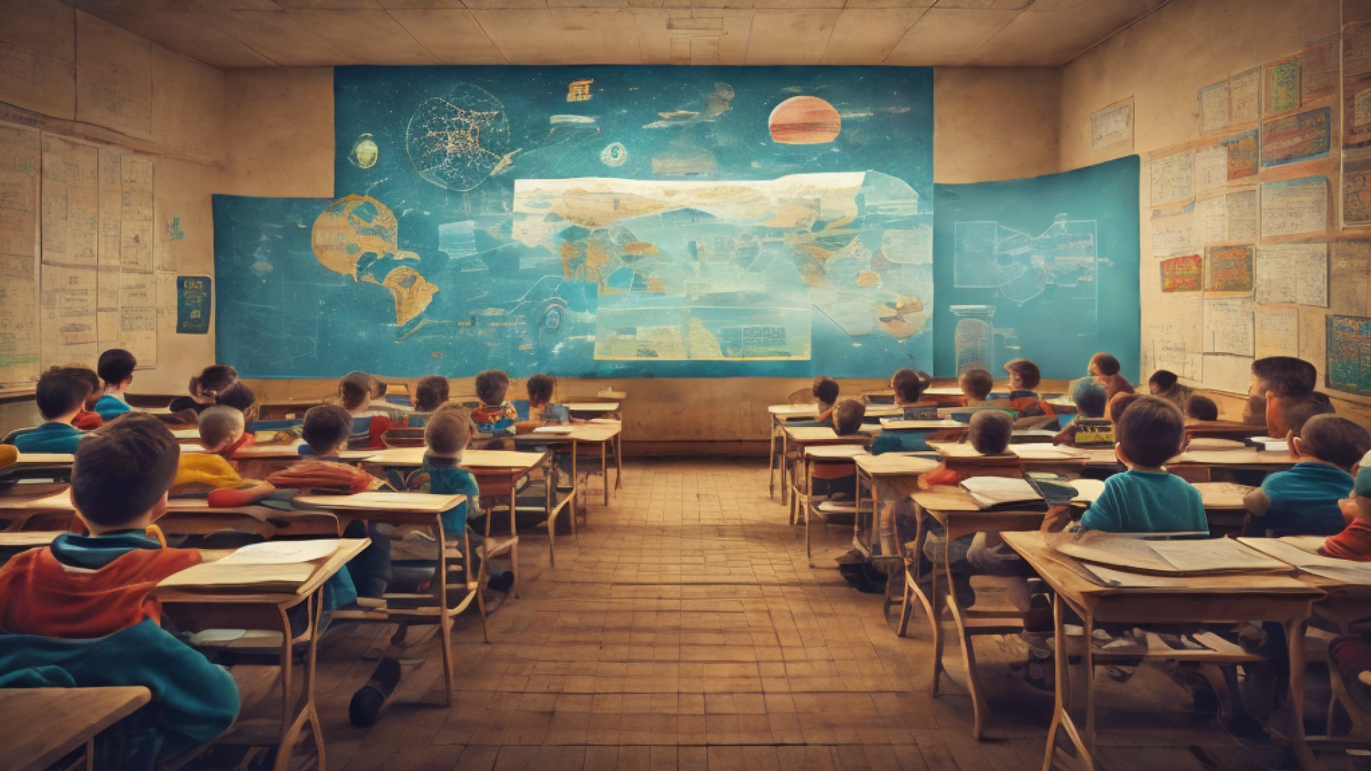 A visual of a classroom setting with Imagine AI-generated