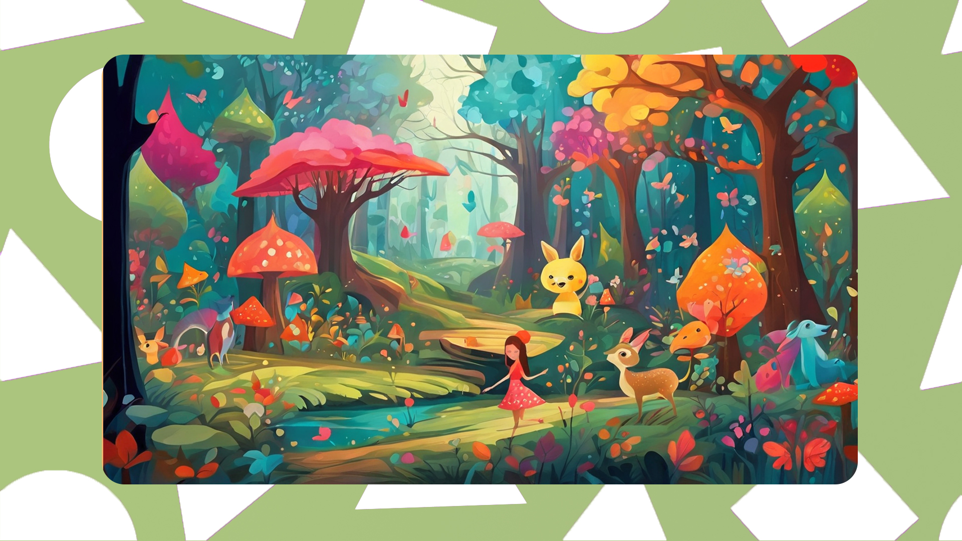 whimsical forest filled with magical creatures