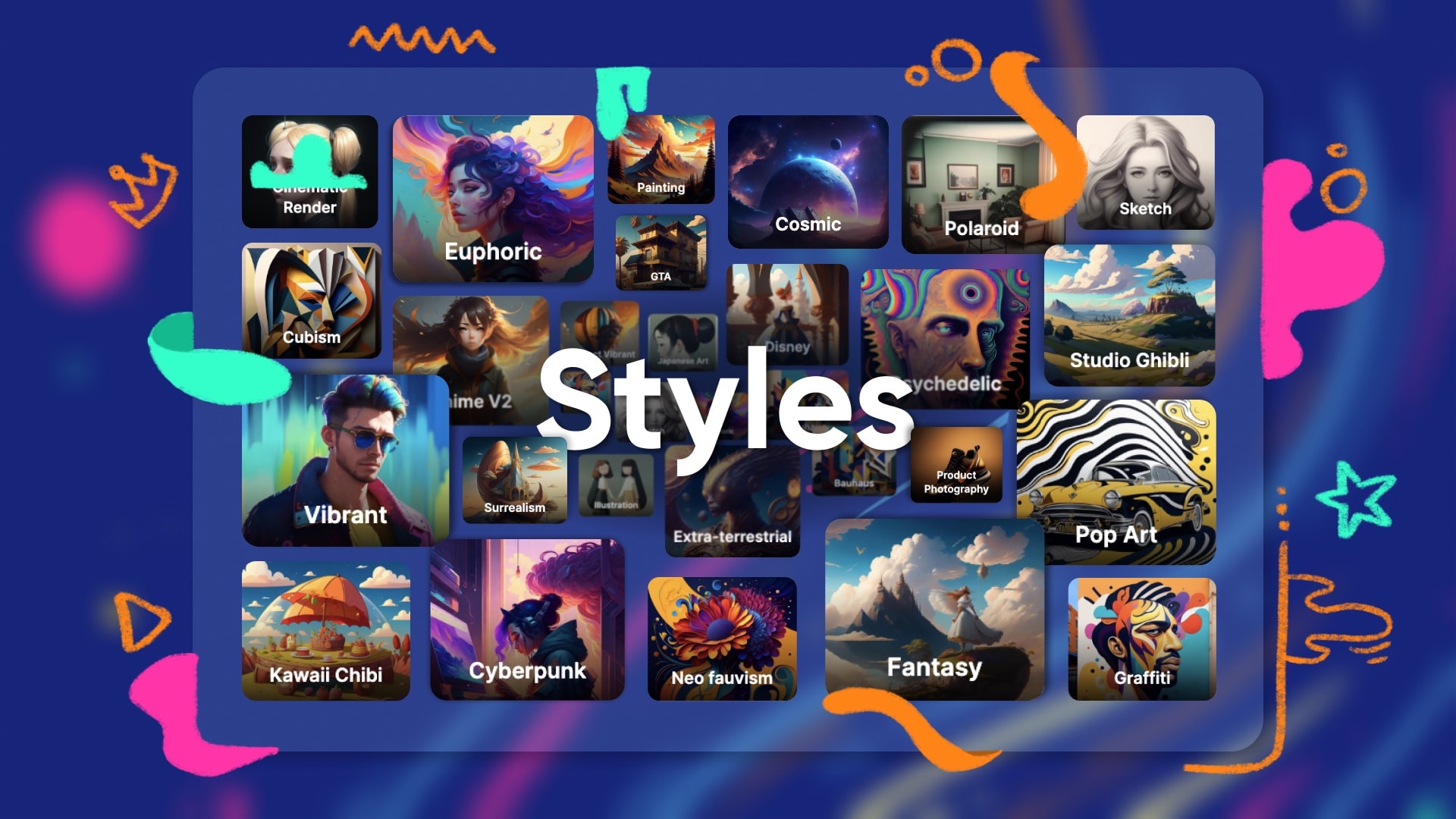 grid displaying thumbnails of various art styles