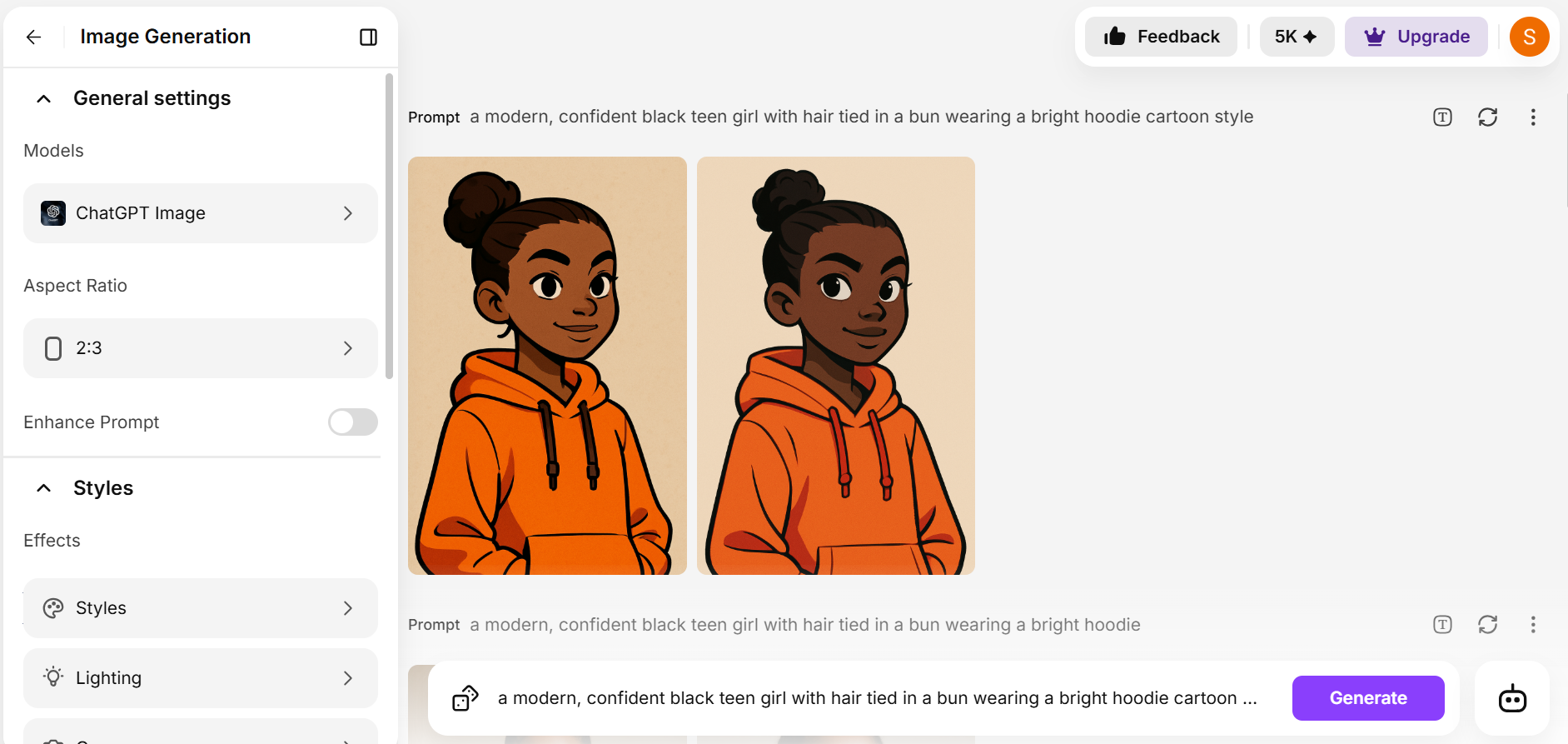 Black cartoon character created with ImagineArt
