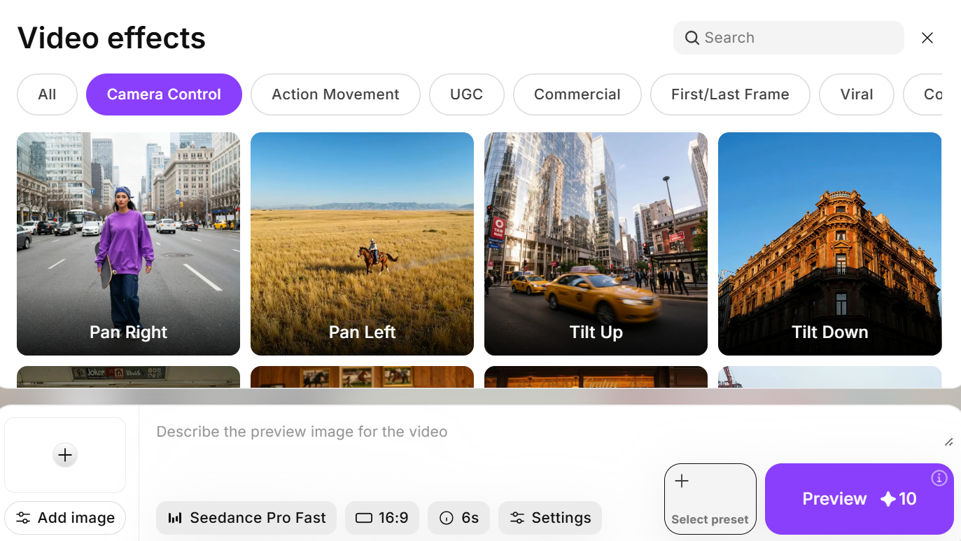 Camera Movements in ImagineArt