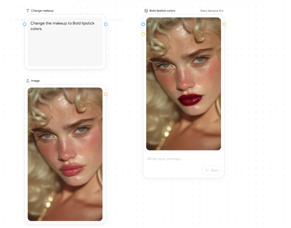 Change the makeup to bold lipstick colors with just one prompt 