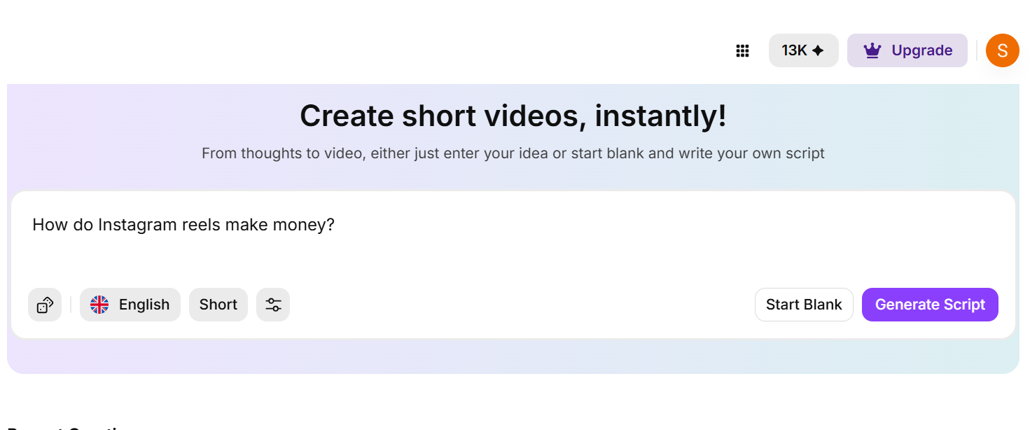 How to make Instagram Reels with AI - Step 1