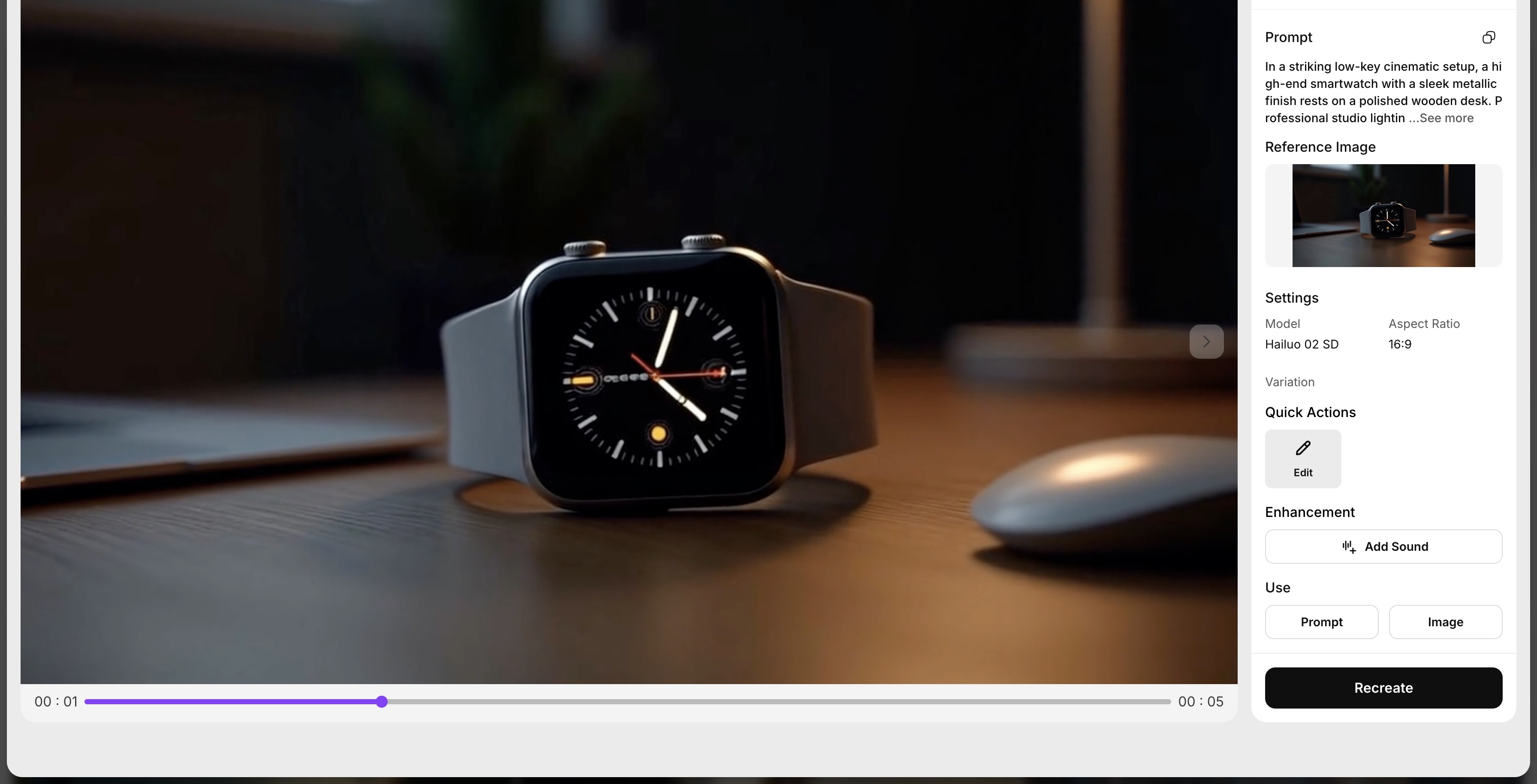 Product demo video generated using Hailuo AI