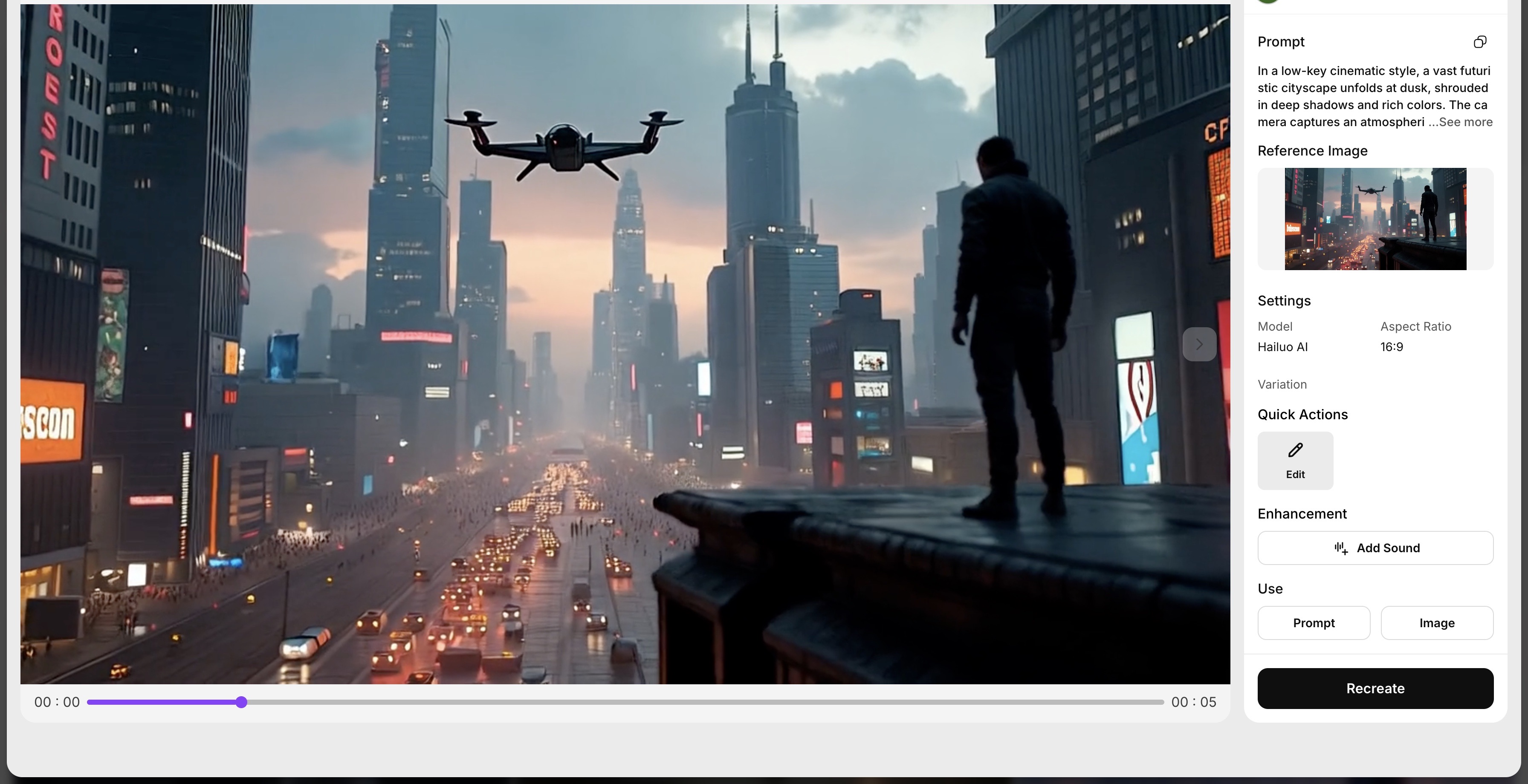 Cinematic video generated using Hailuo AI
