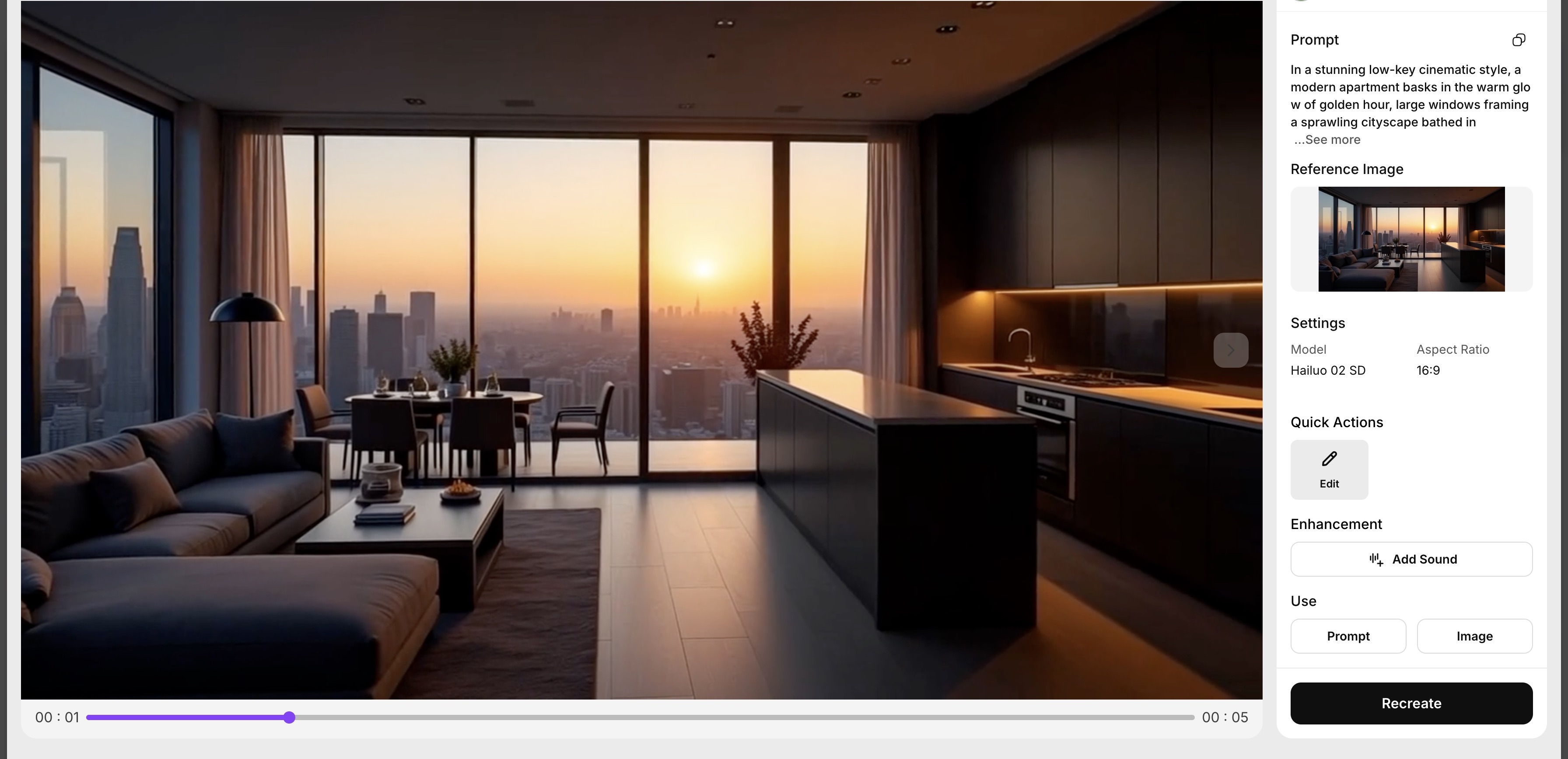 Home tour video generated using Hailuo AI
