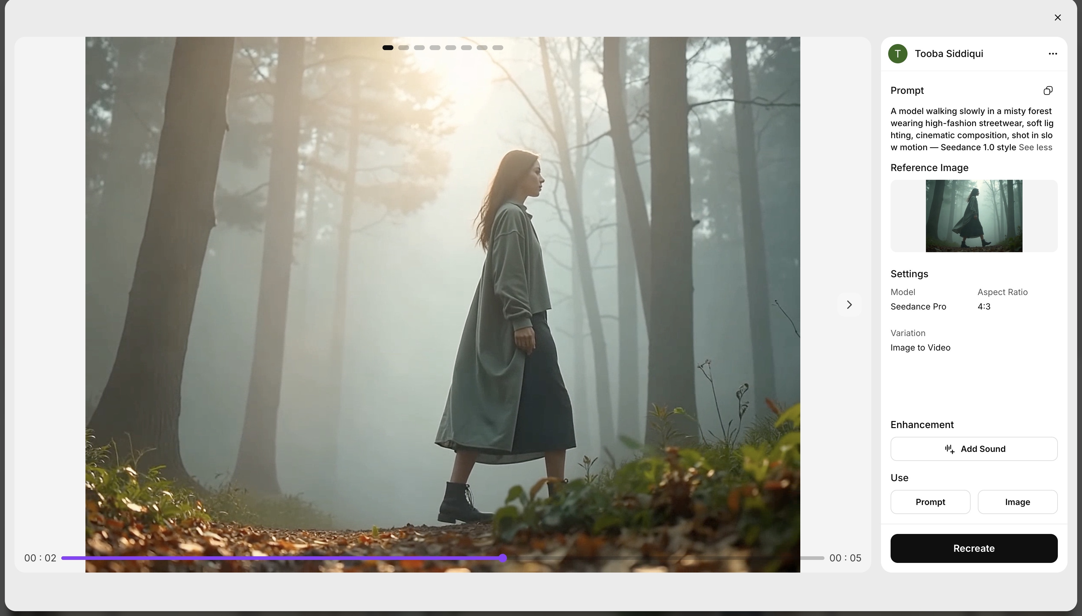 Fashion video inspiration created on ImagineArt