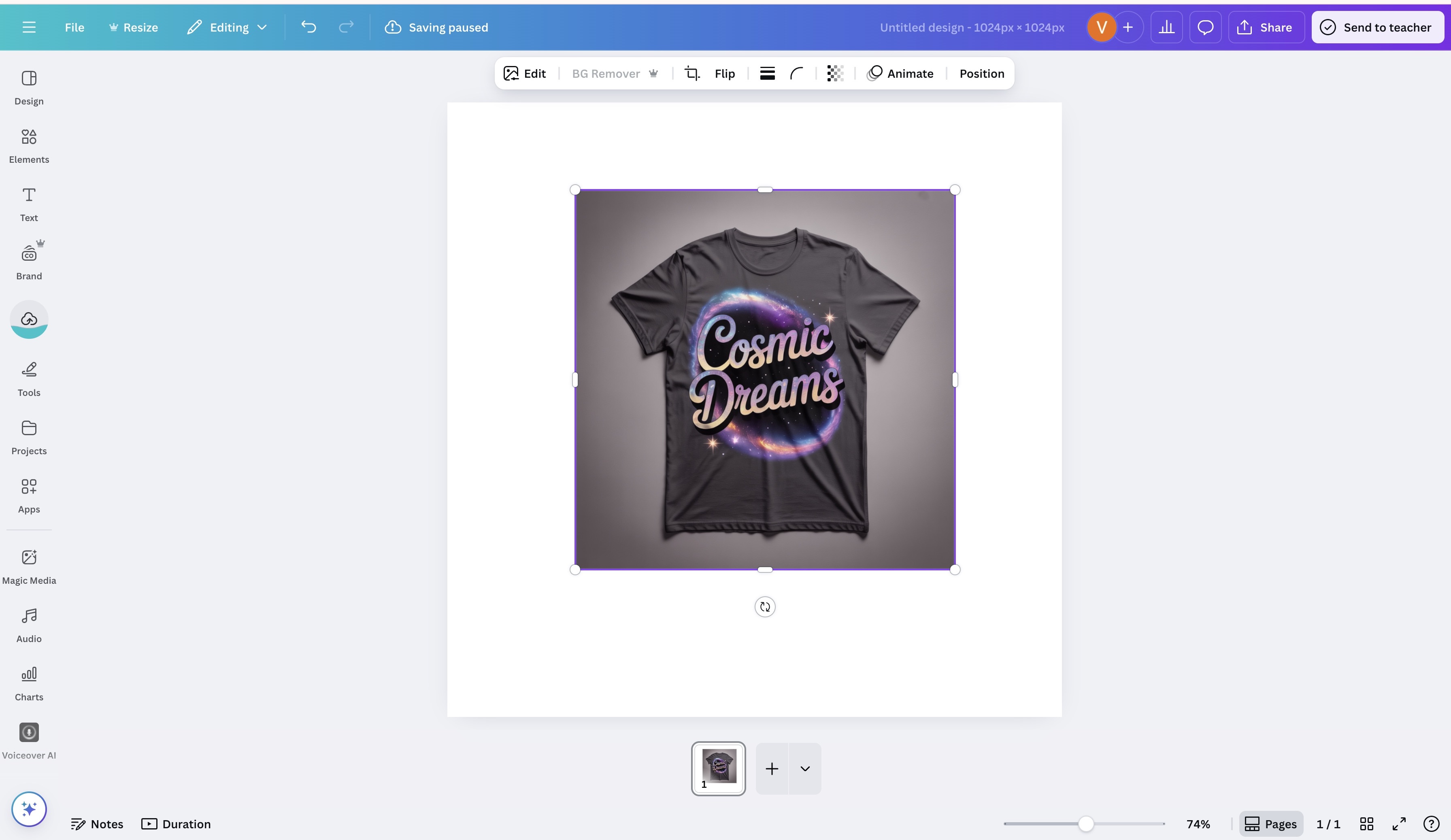 Canva Background Remover dashboard