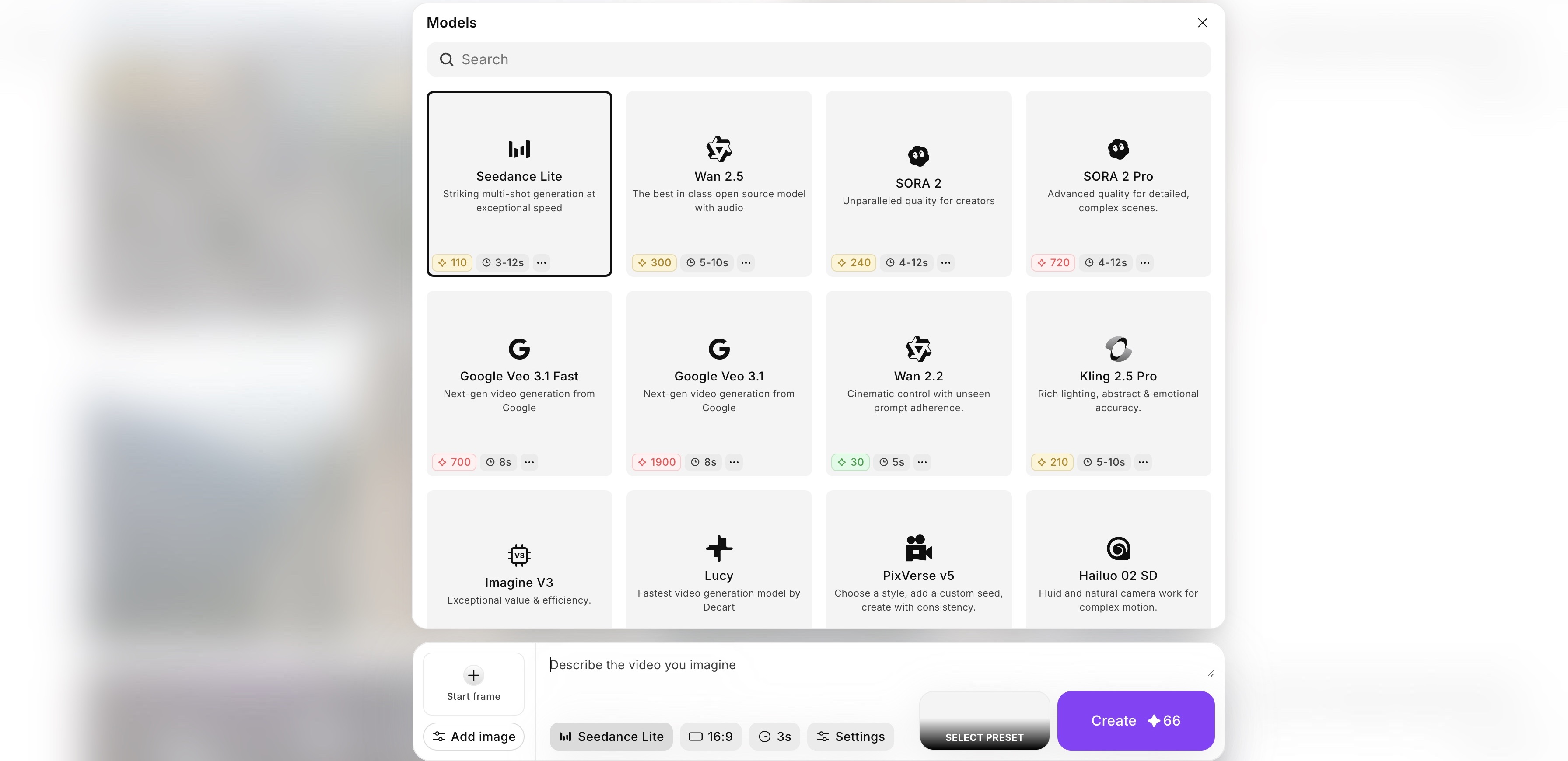 Model Selection -- ImagineArt