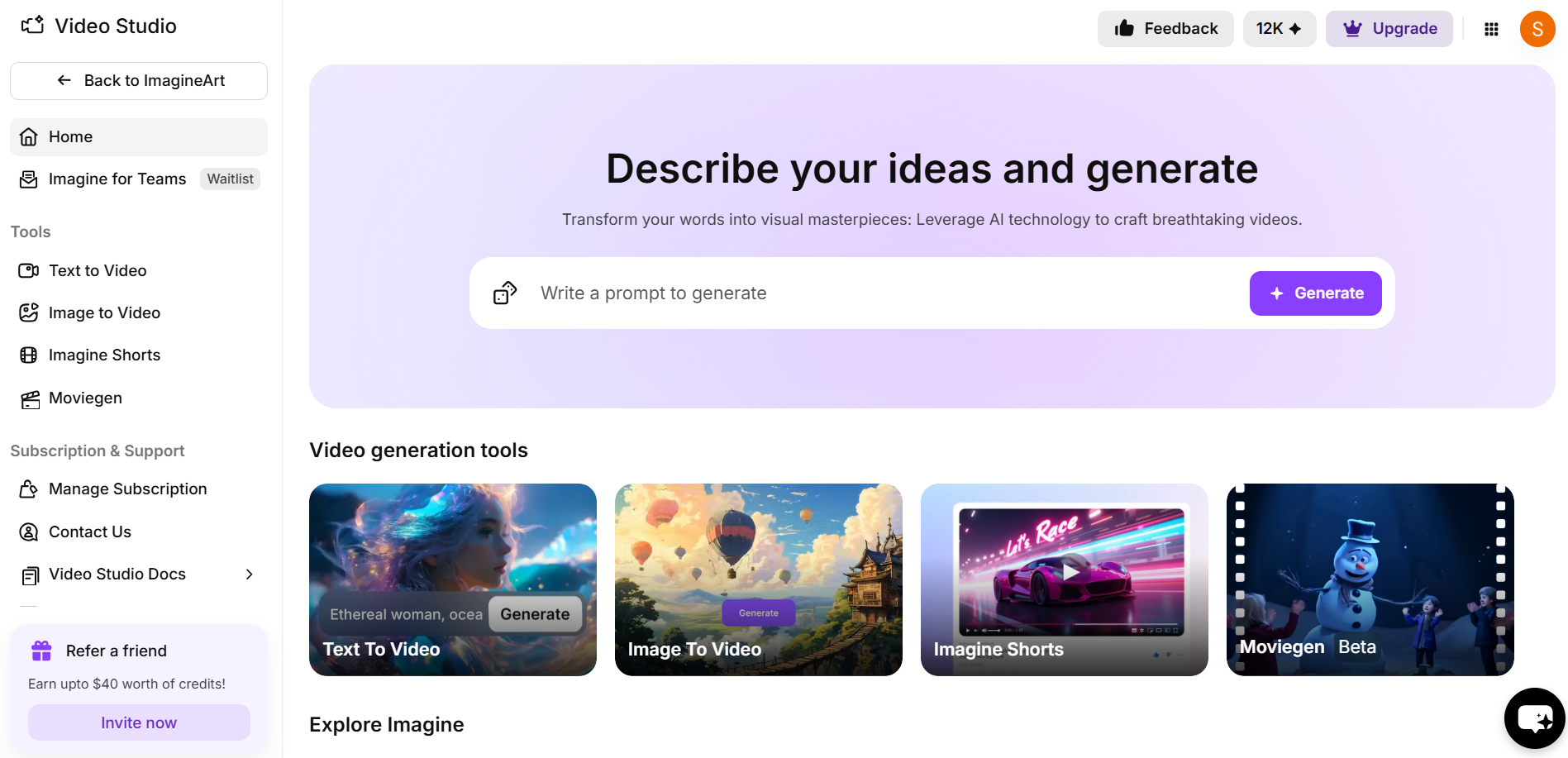 ImagineArt's AI Video Generator