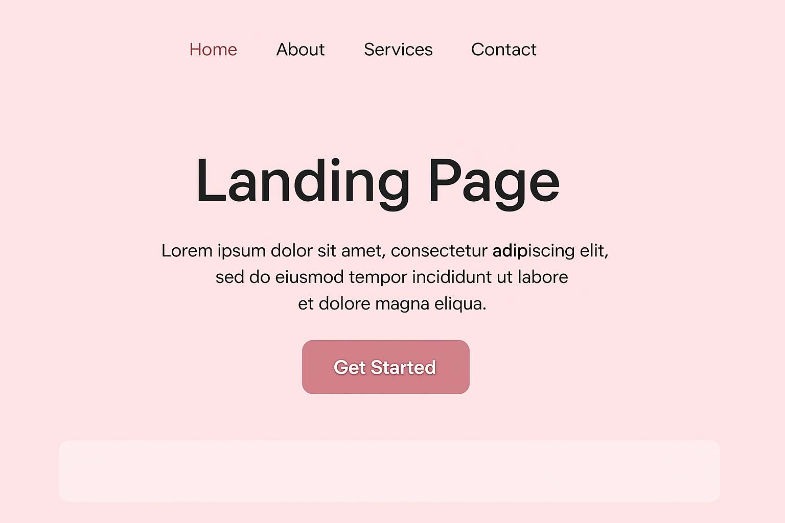 Light Pink Website Landing Page Concept