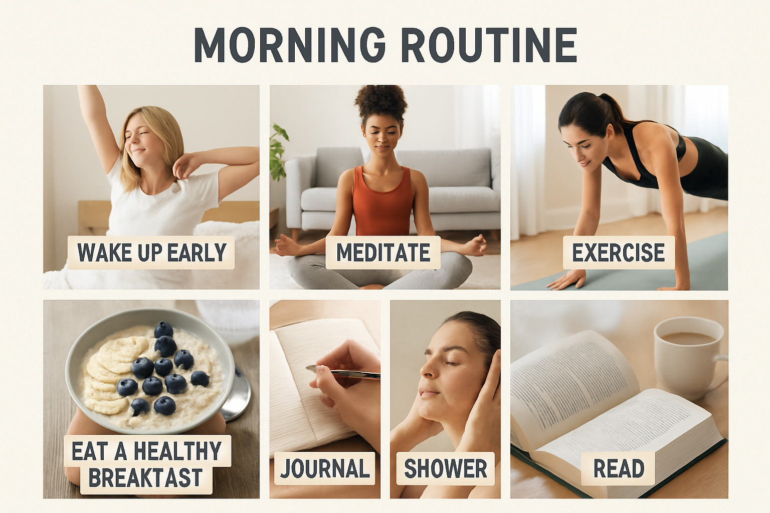 A morning routine vision board generated by ImagineArt
