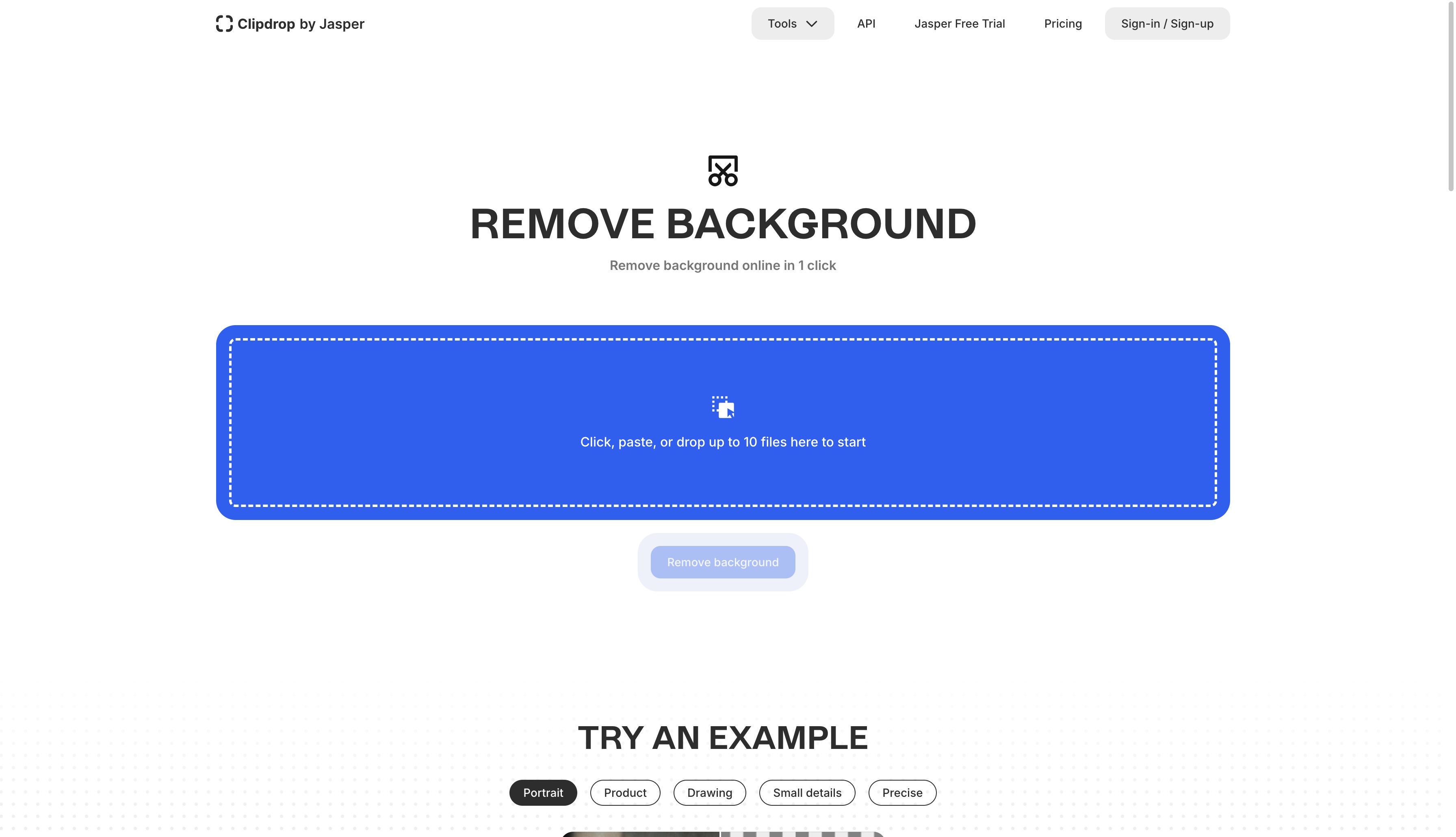 ClipDrop Background remover dashboard