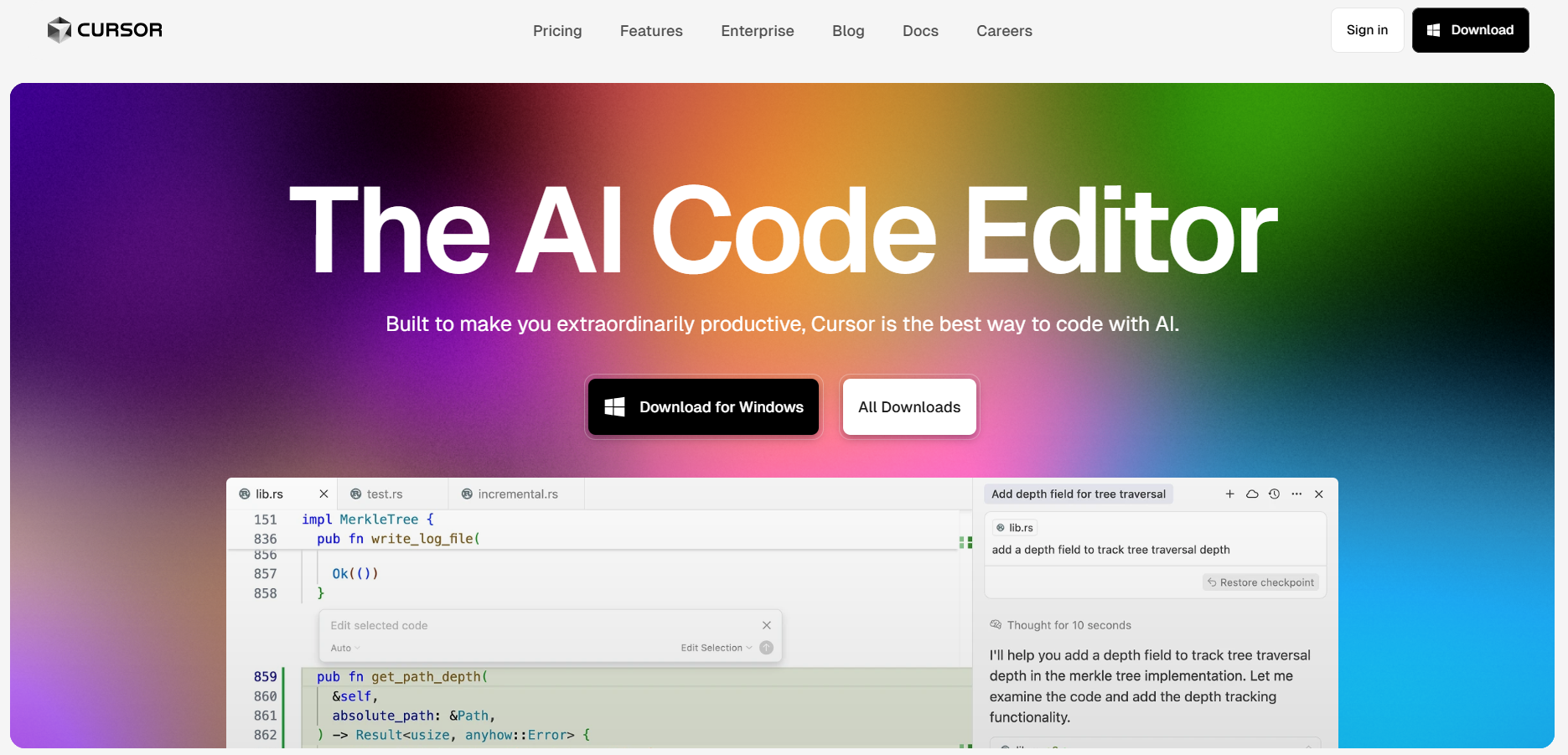 Cursor AI tool for developers