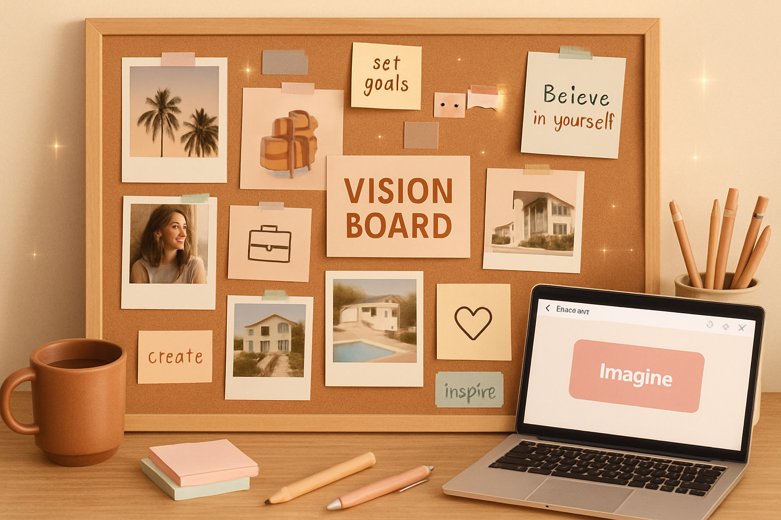 A creative vision board generated by ImagineArt