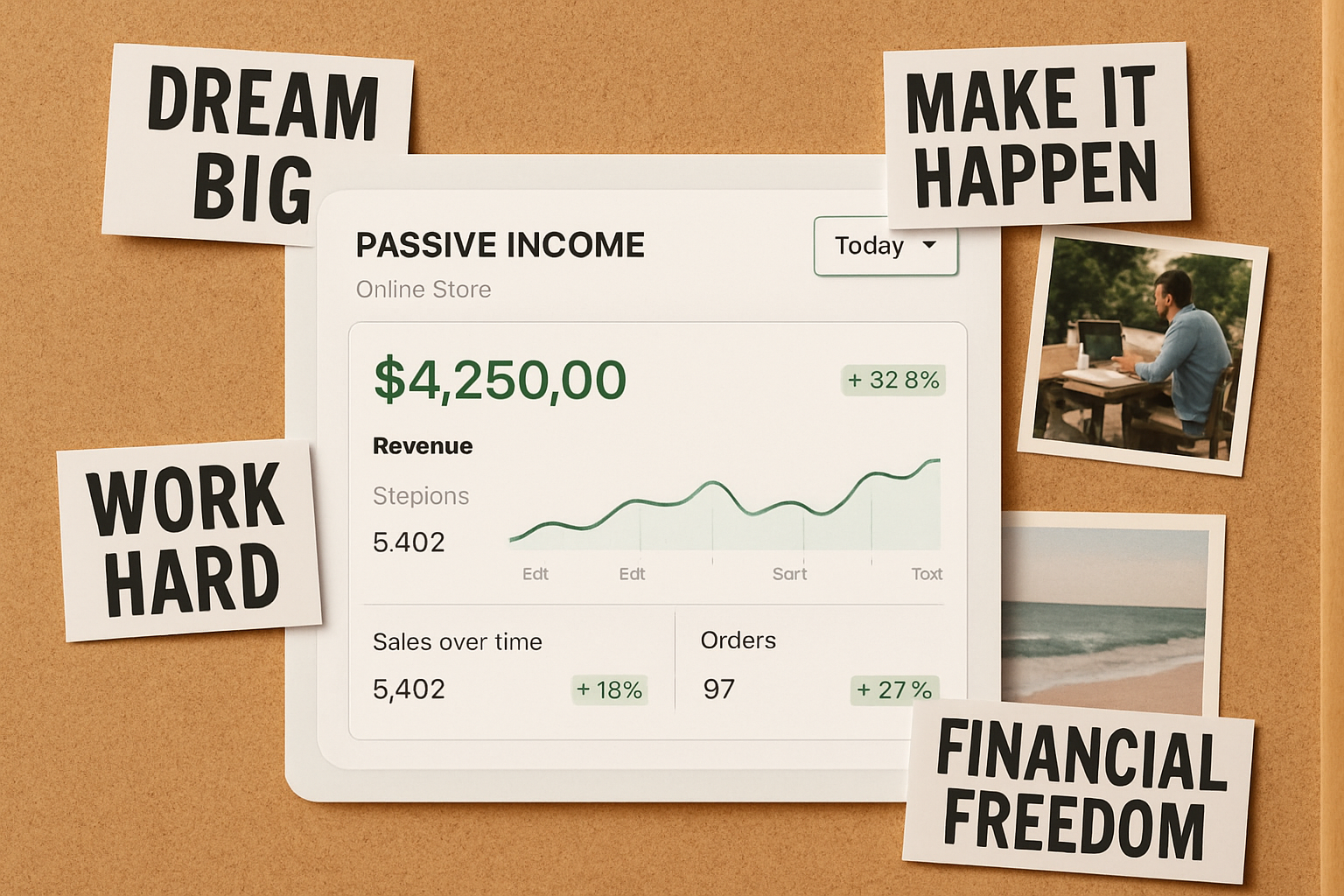 A dashboard of finances generated by ImagineArt
