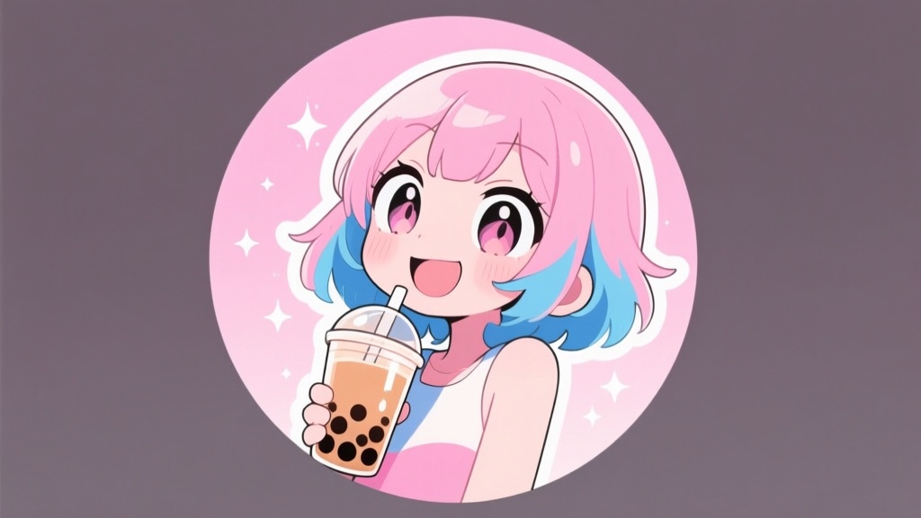 Anime sticker generated on ImagineArt using Qwen-Image