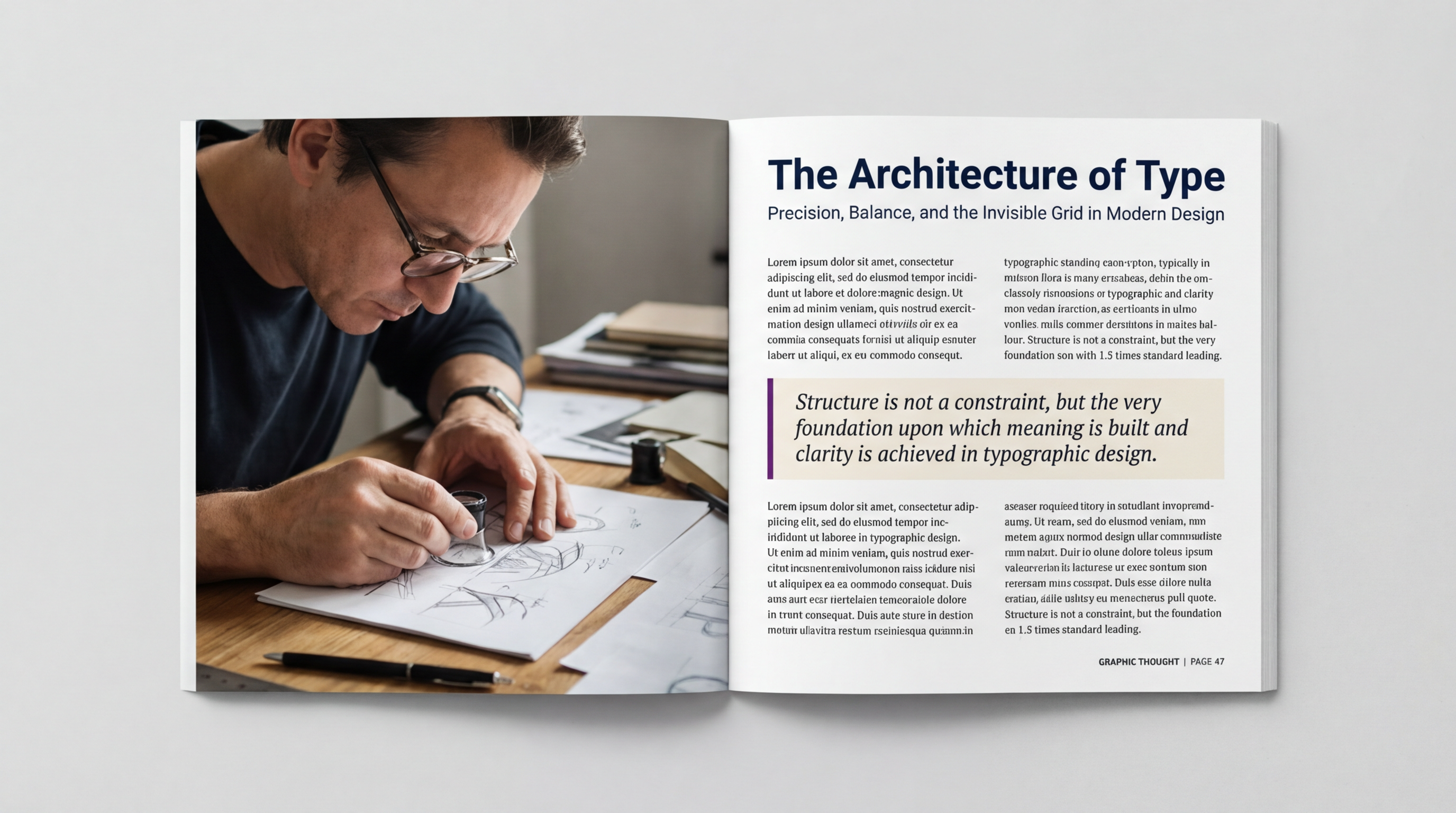 Left-aligned magazine design layout