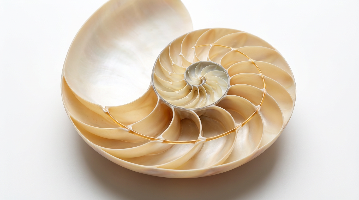 Spiral pattern of a seashell illustrating the golden ratio