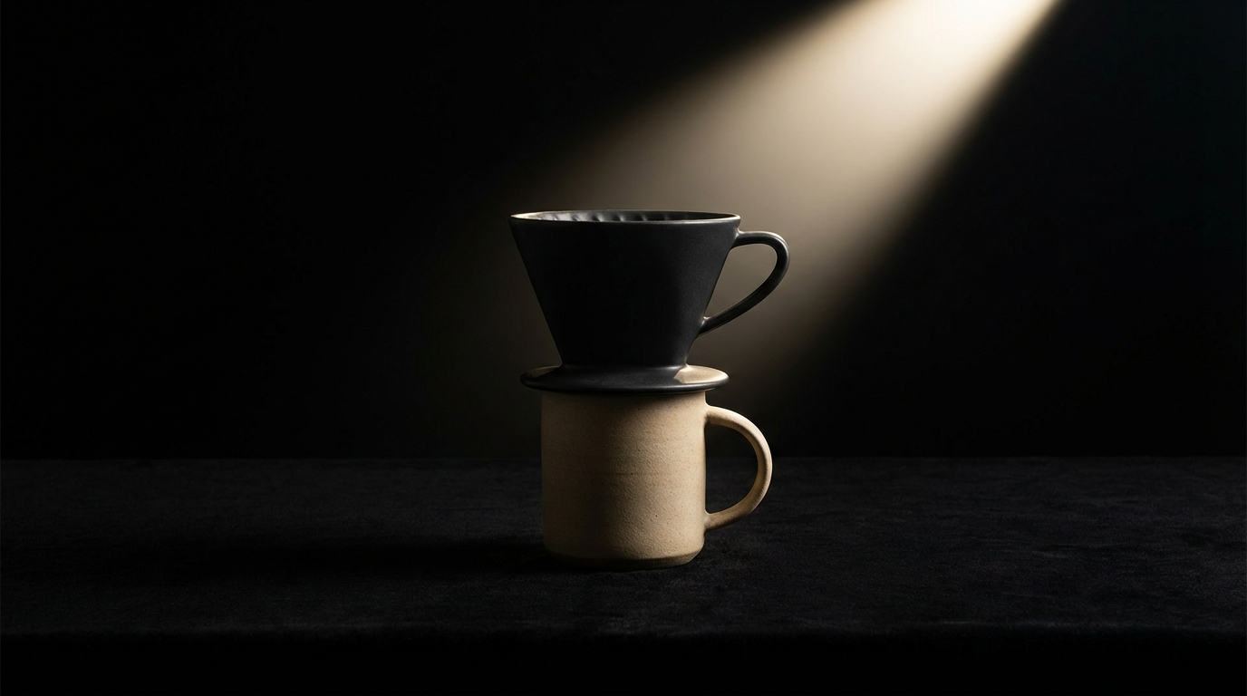 Minimalist product shot showcasing the contrast design principle through strong light and shadow.
