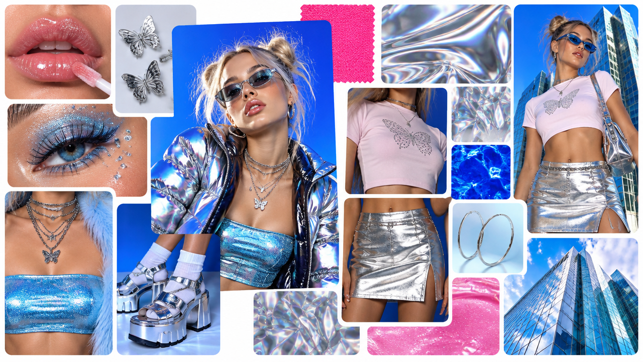 Y2K fashion moodboard generated by ImagineArt AI image generator