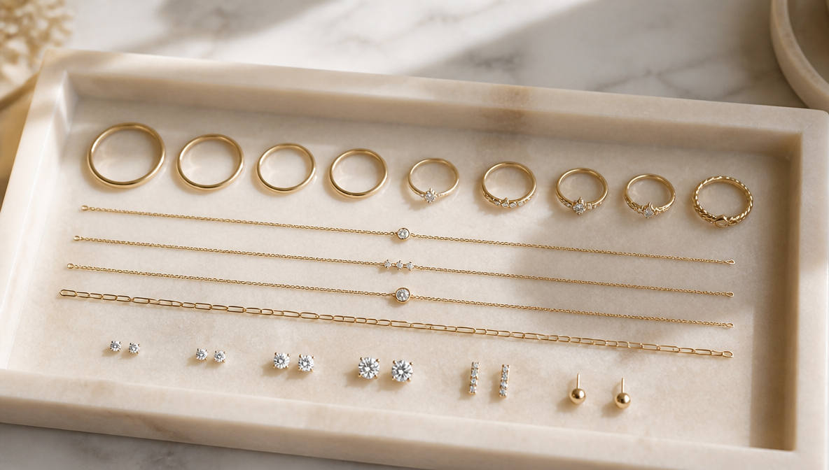Minimalist flat lay jewelry photography -- generated by ImagineArt AI image generator