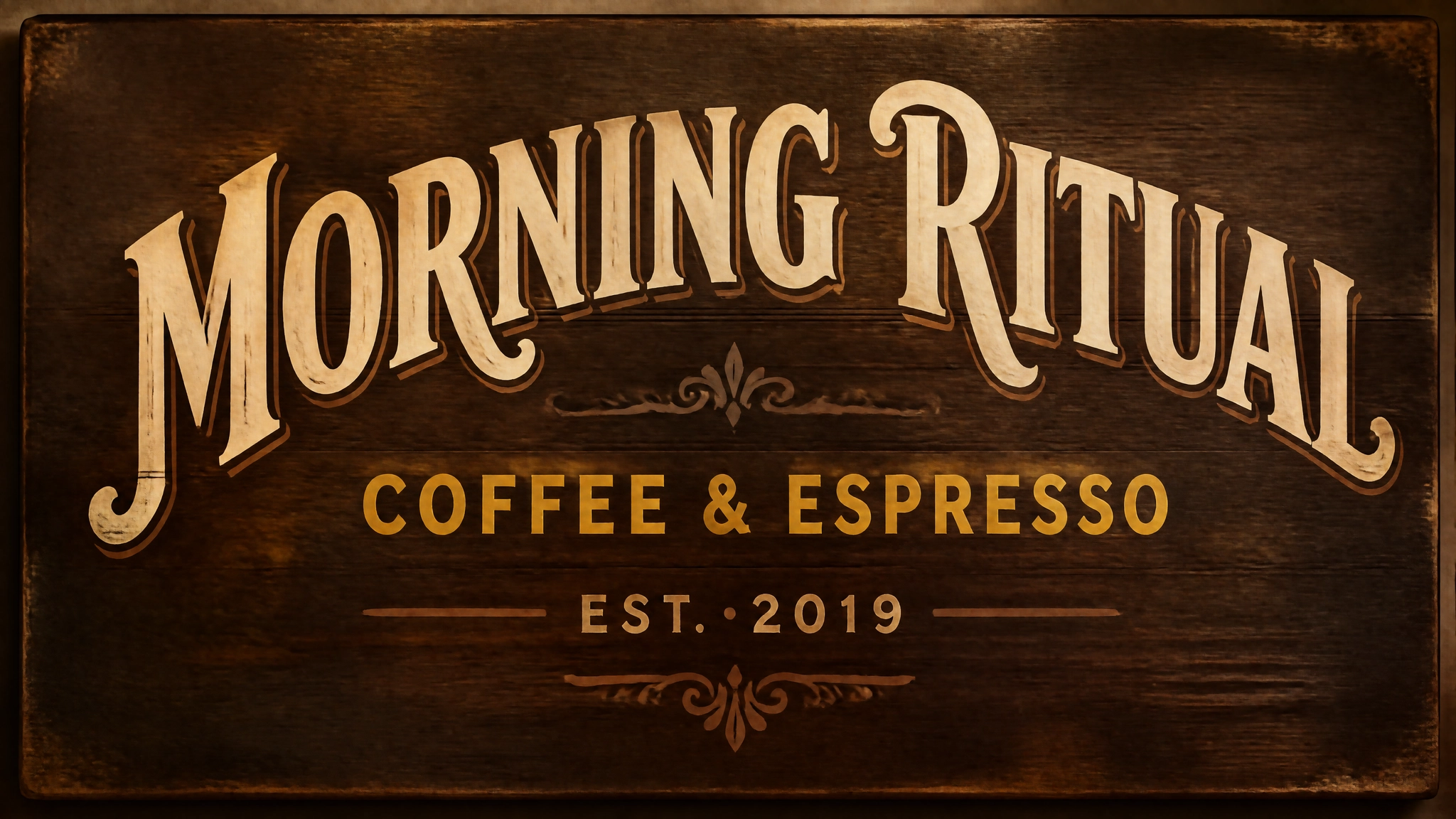 Vintage Coffee Shop Sign With Layered Typography