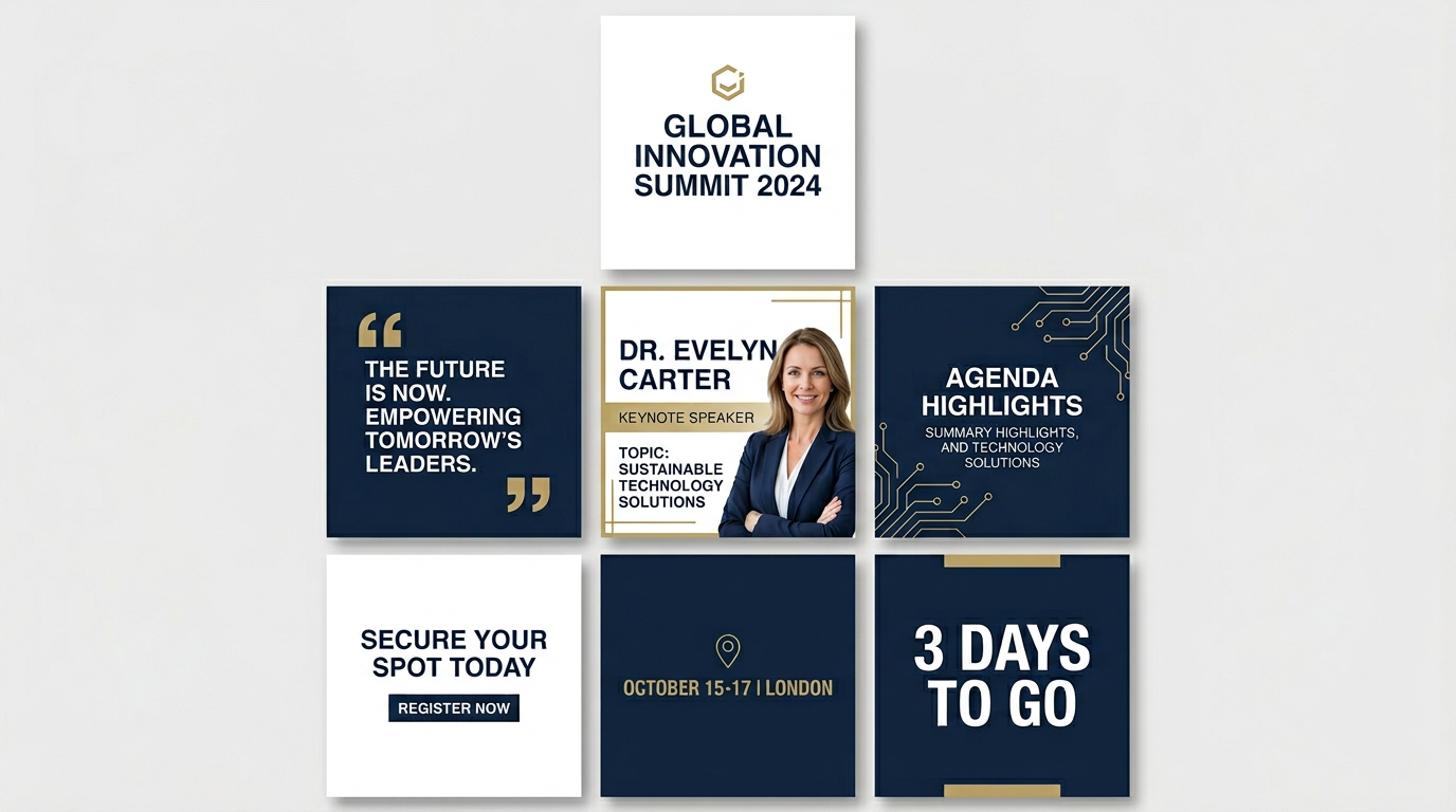 Your event should look like one campaign, not random posts. Build a visual identity before anything goes live.