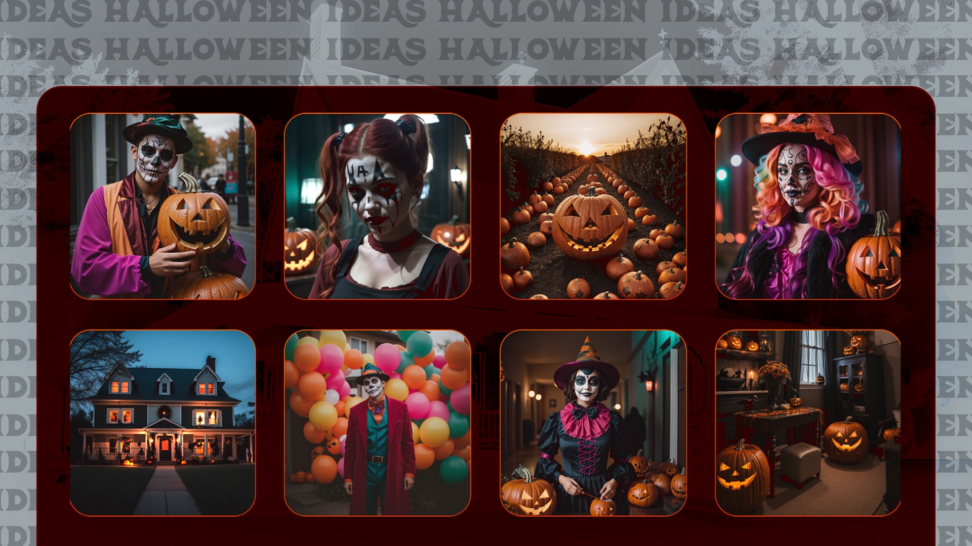 A collage of various Halloween-themed images generated by Imagine AI Art Generator