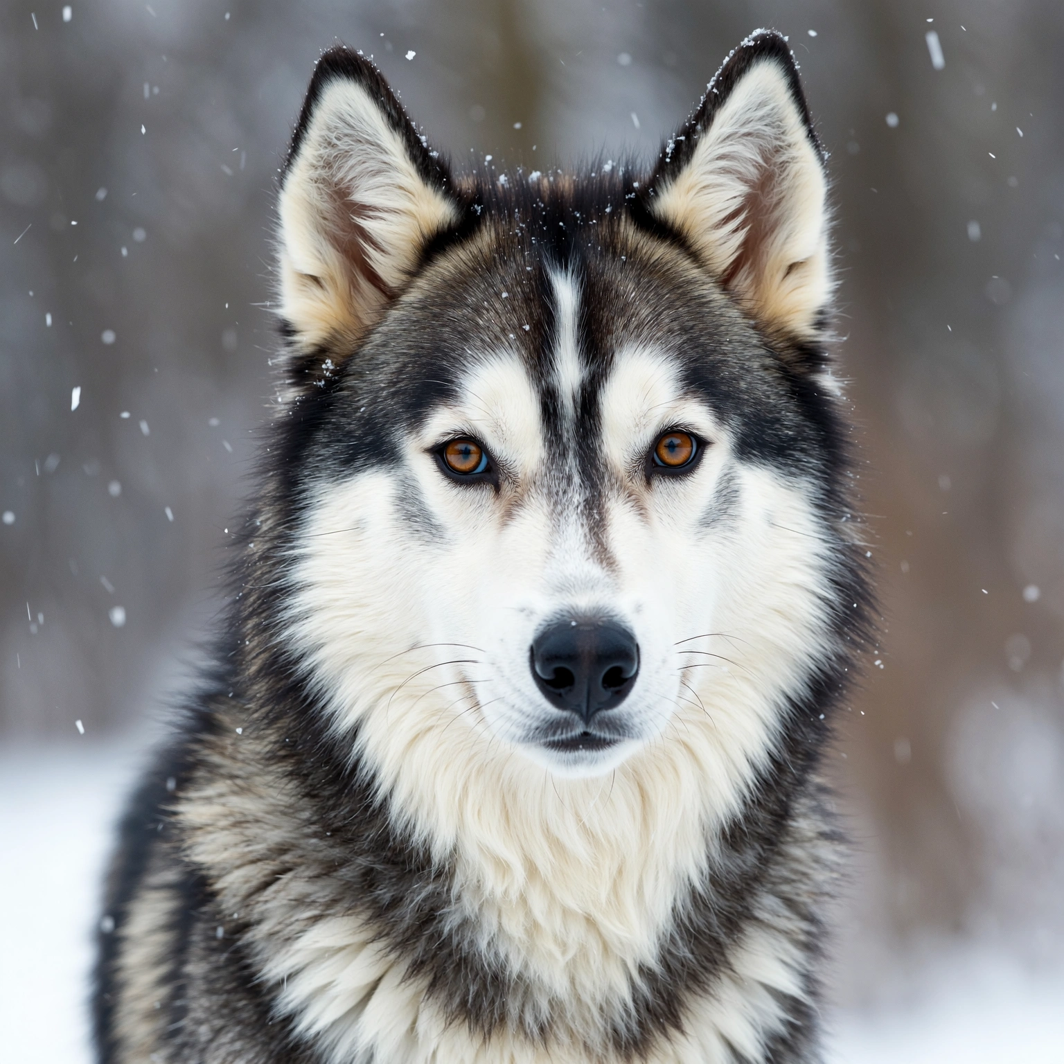 Husky with Brown eyes Looking at the Camera